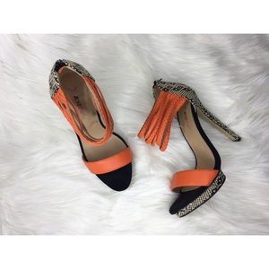 JustFab Aztec Print Strappy Heels